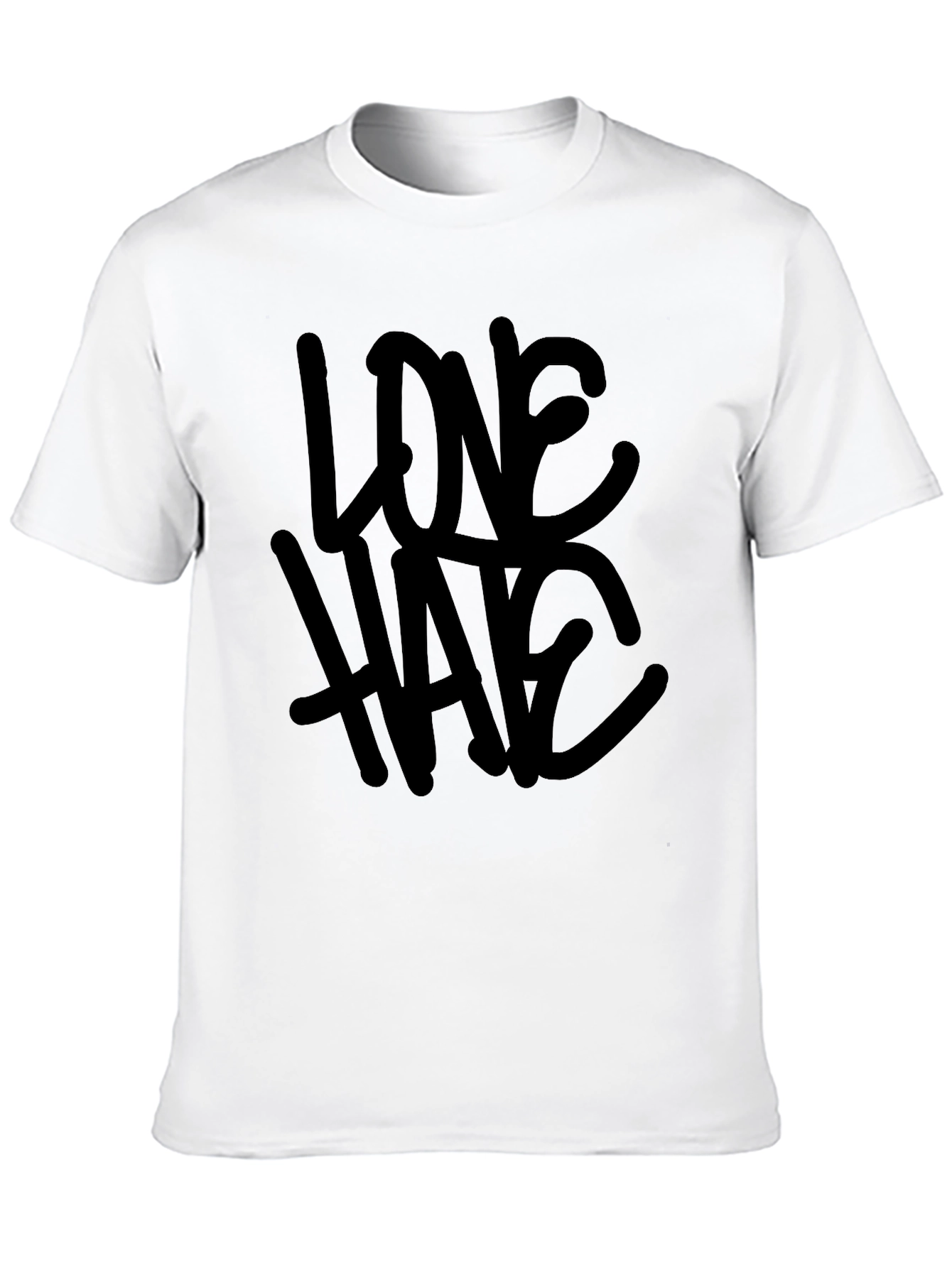 Love Hate Graphic Tee - Black Cotton T-Shirt