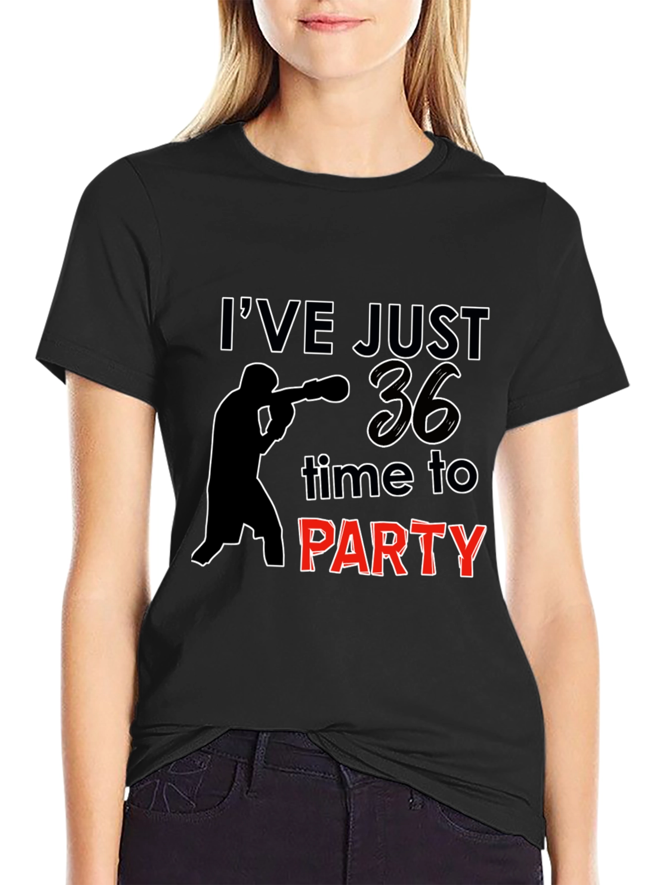 36th Birthday Party T-Shirt: Boxing Silhouette