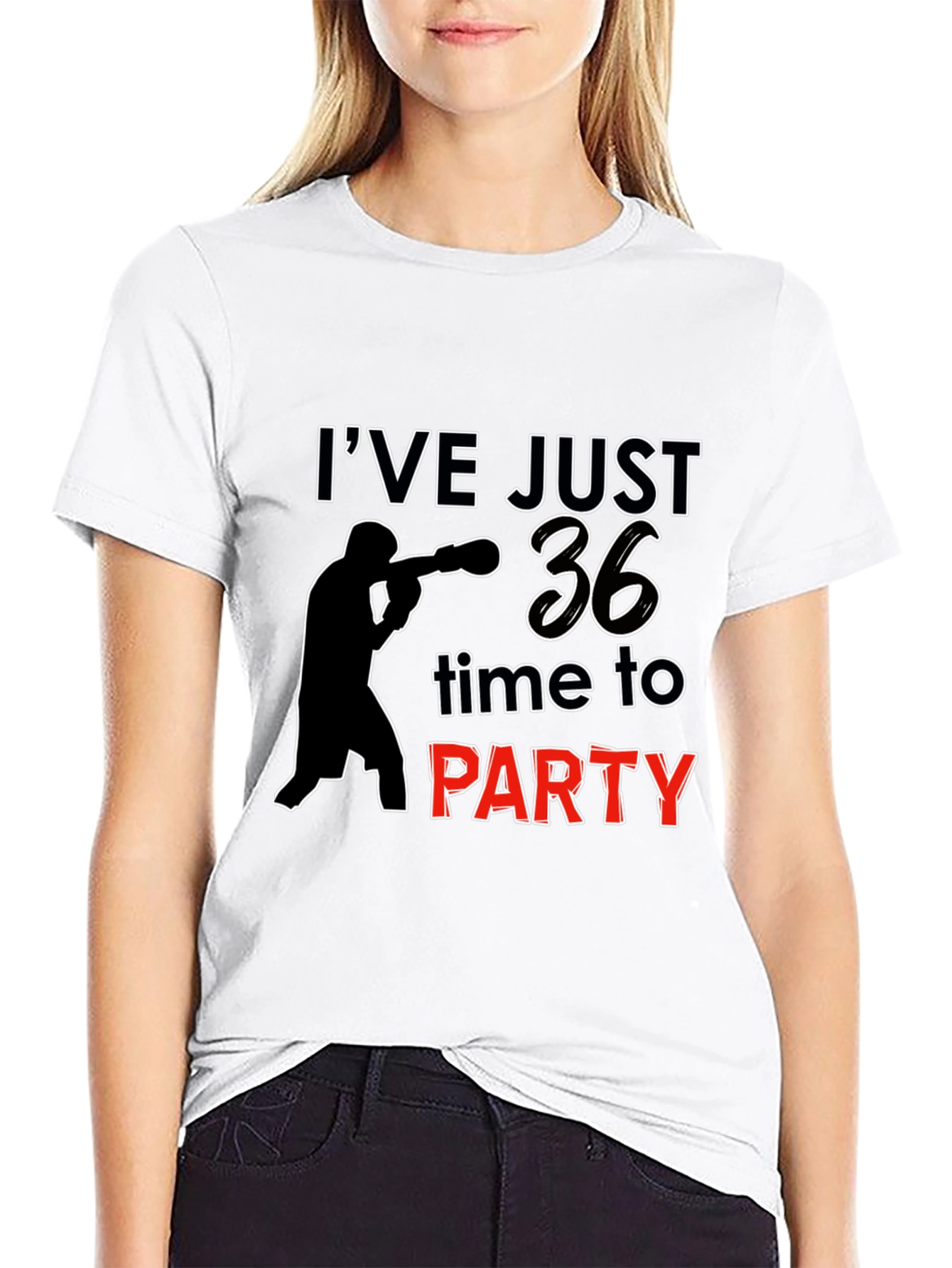 36th Birthday Party T-Shirt: Boxing Silhouette