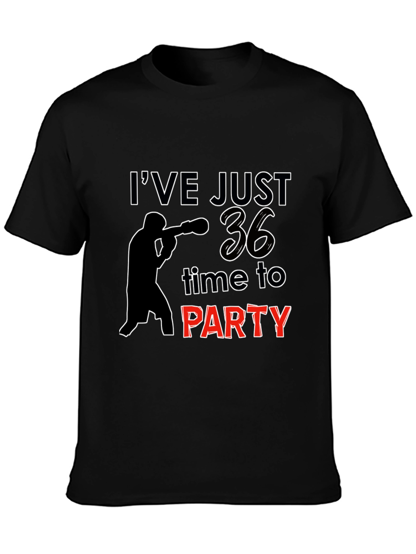 36th Birthday Party T-Shirt: Boxing Silhouette