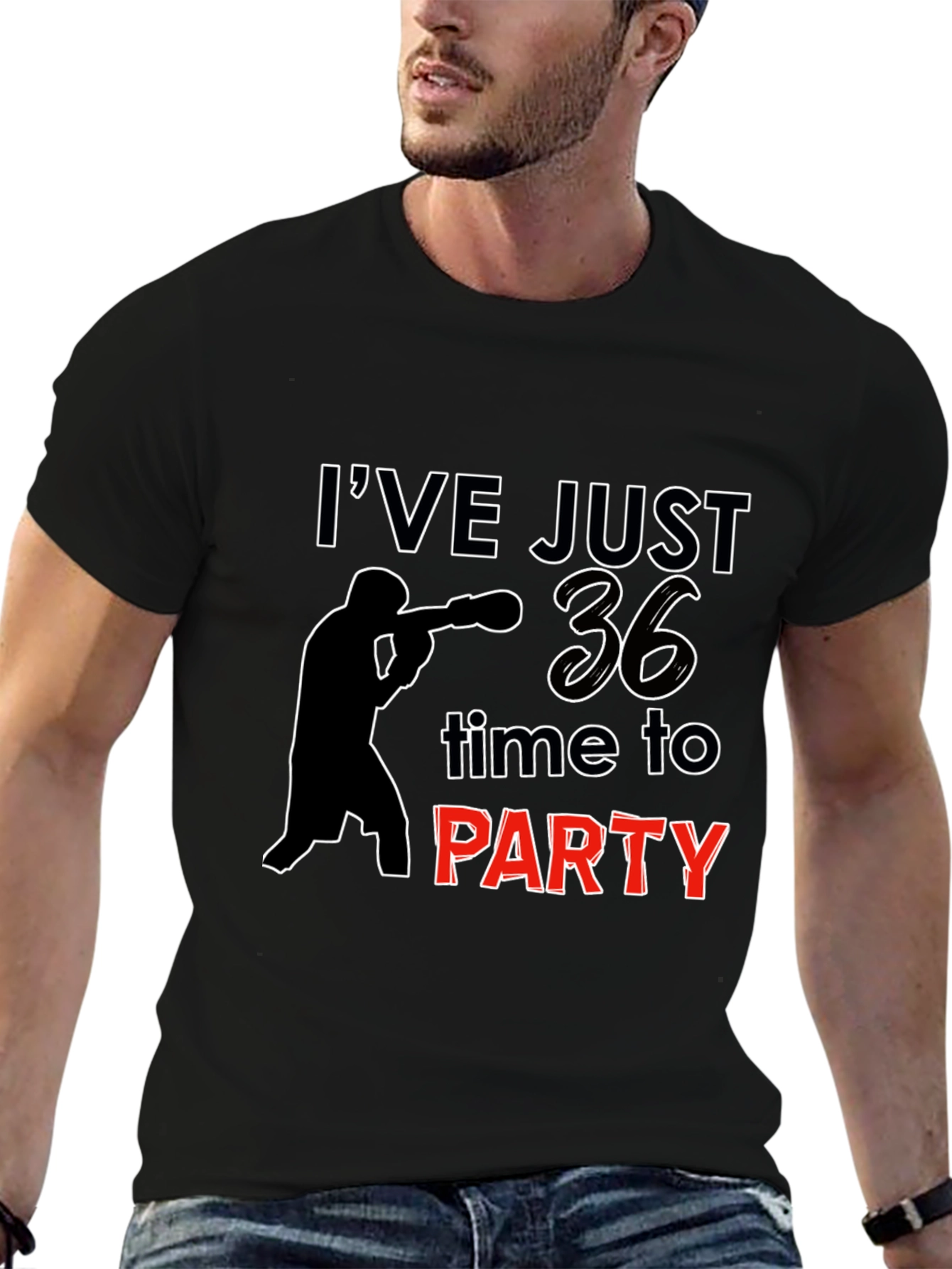 36th Birthday Party T-Shirt: Boxing Silhouette