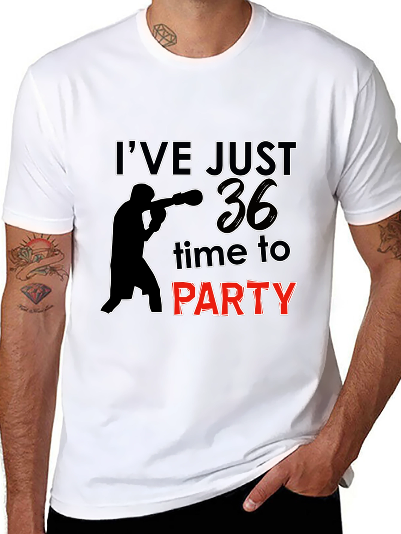 36th Birthday Party T-Shirt: Boxing Silhouette