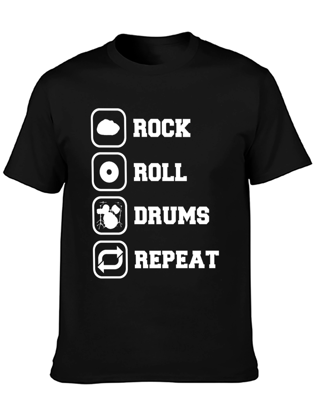 Rock Roll Drums Repeat T-Shirt - Musician Gift