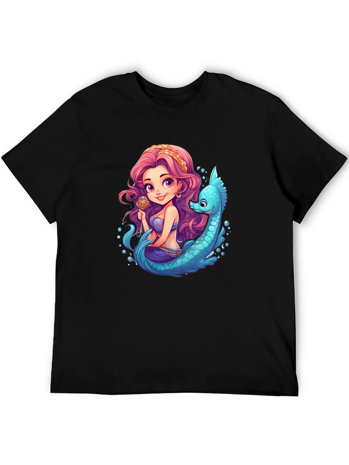 Mermaid & Sea Serpent Cartoon T-Shirt