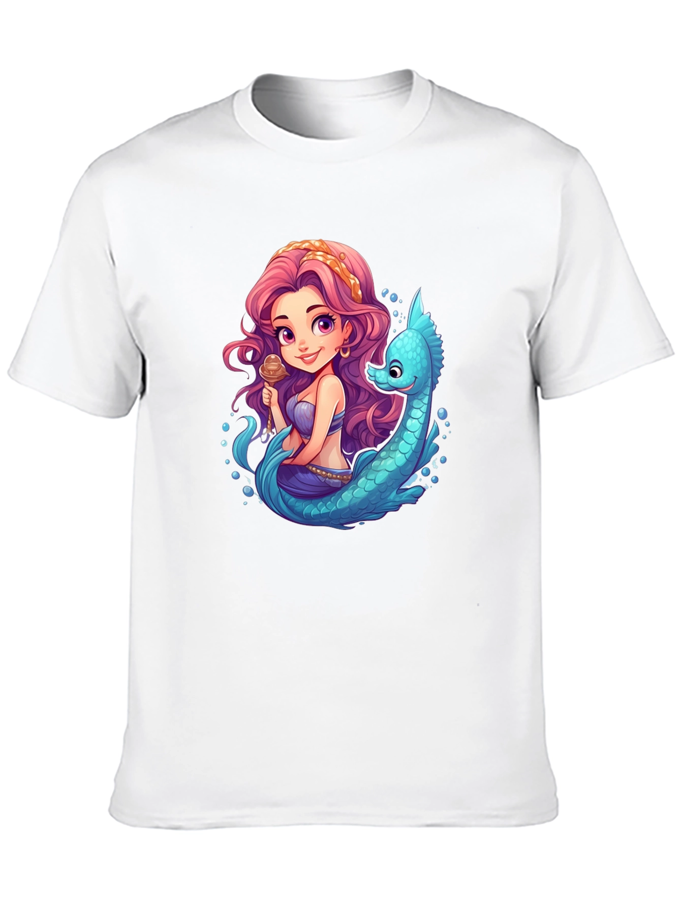 Mermaid & Sea Serpent Cartoon T-Shirt