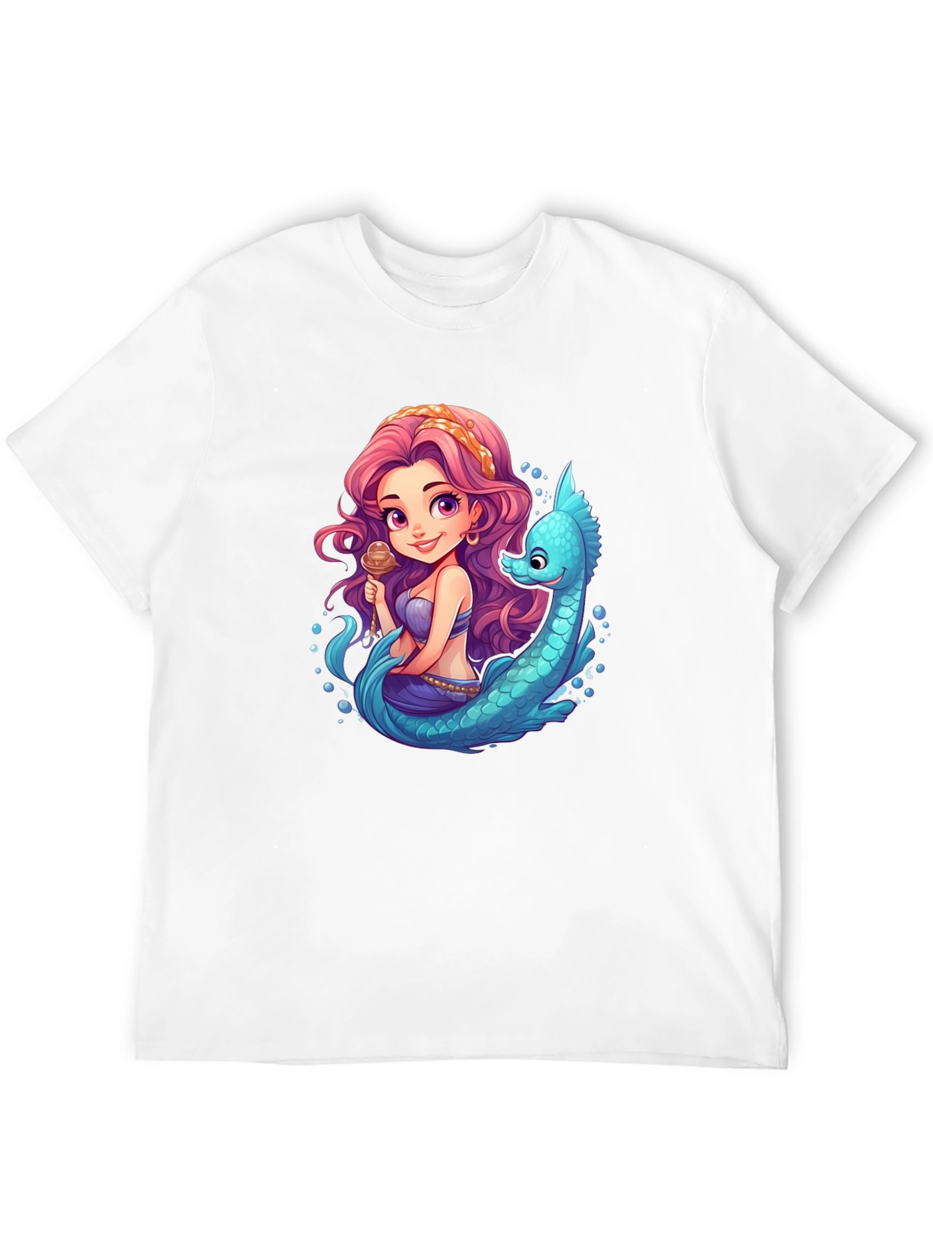 Mermaid & Sea Serpent Cartoon T-Shirt