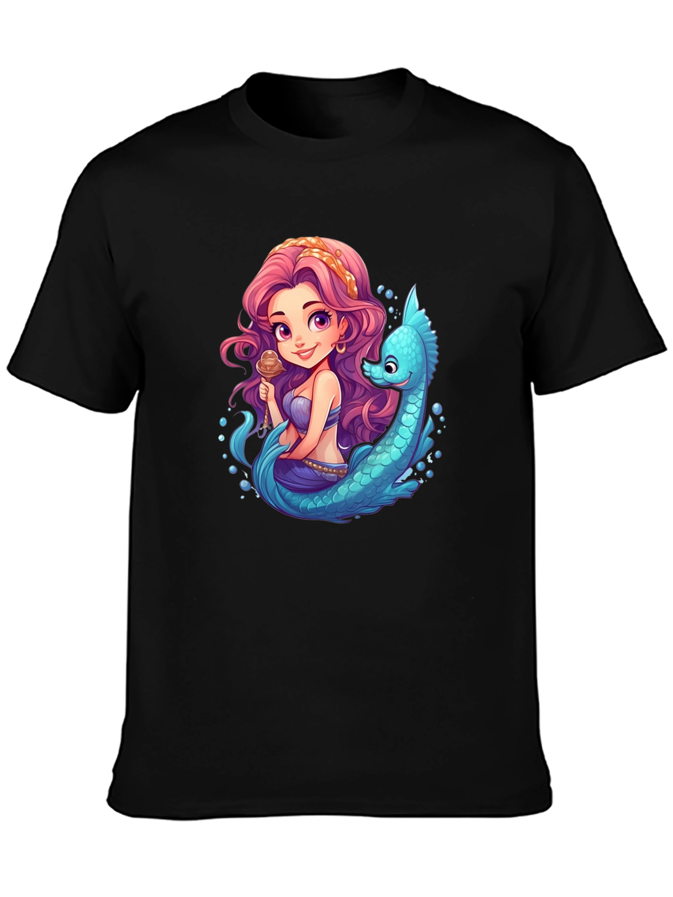 Mermaid & Sea Serpent Cartoon T-Shirt