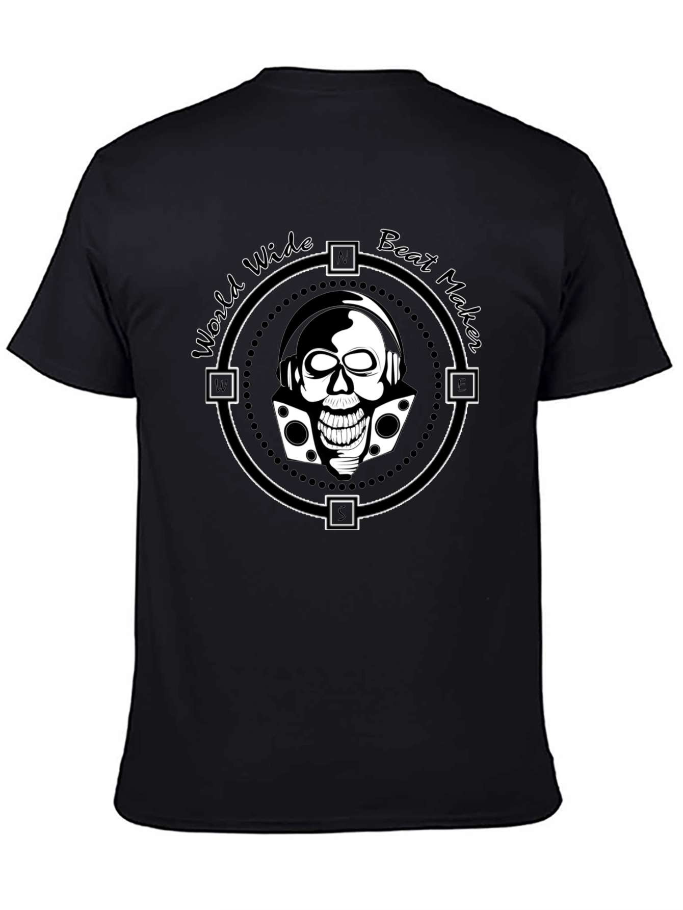 World Wide Beat Maker Skull Graphic Black T-Shirt