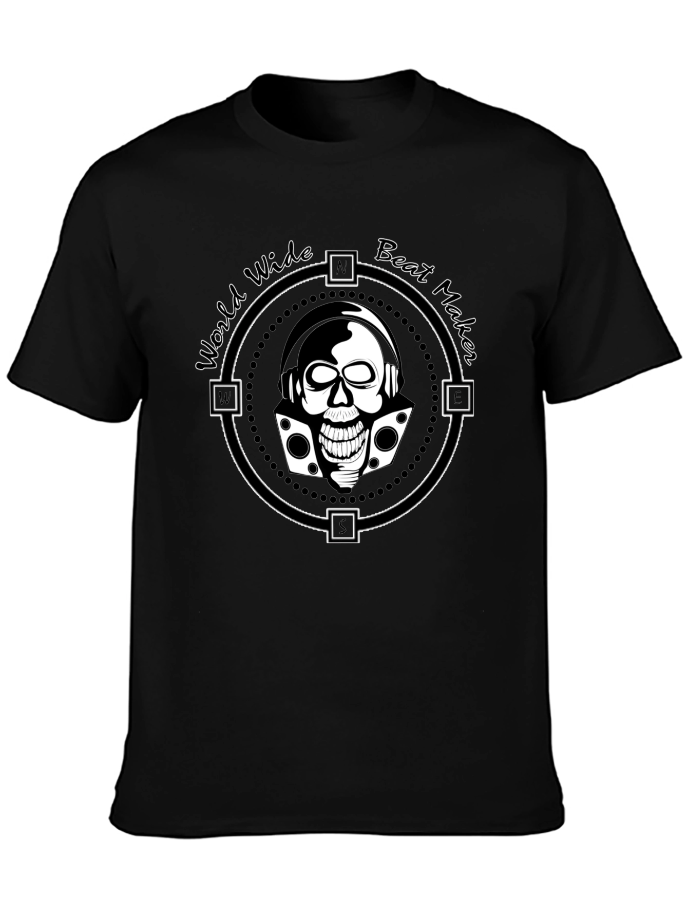 World Wide Beat Maker Skull Graphic Black T-Shirt