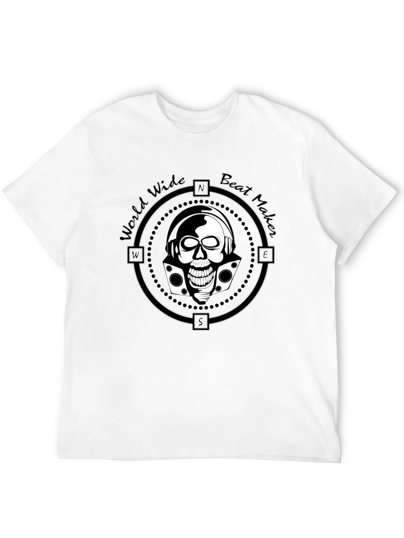 World Wide Beat Maker Skull Graphic Black T-Shirt