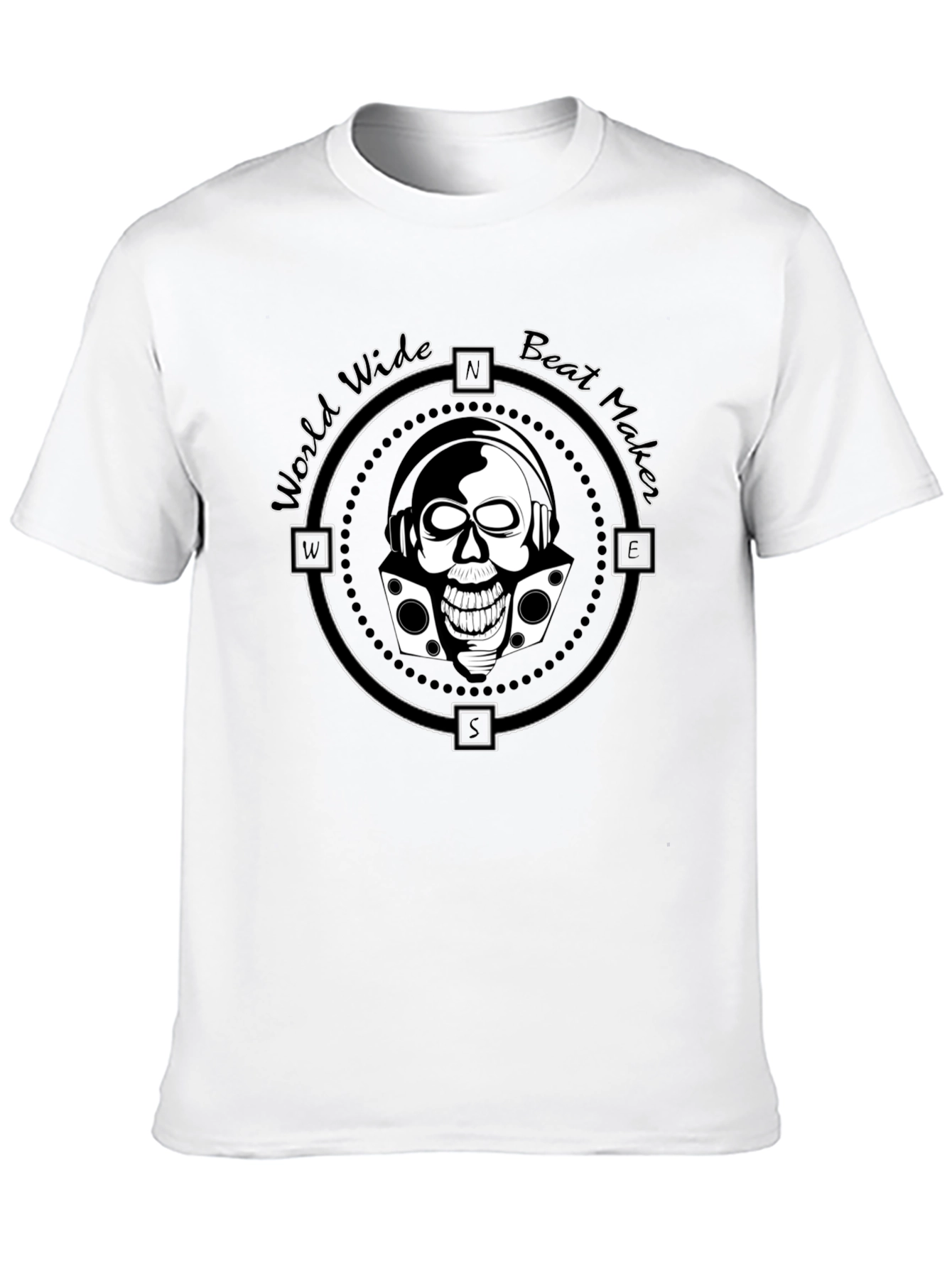 World Wide Beat Maker Skull Graphic Black T-Shirt