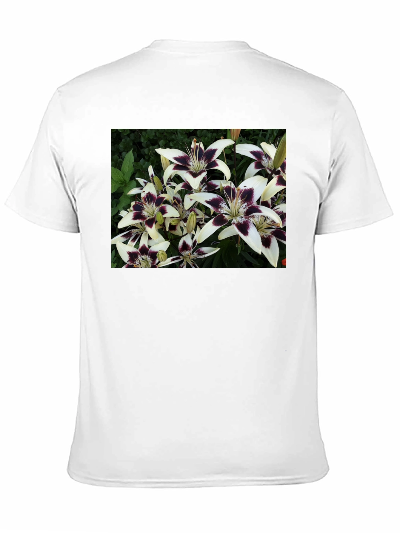 Floral Lily Print Black T-Shirt