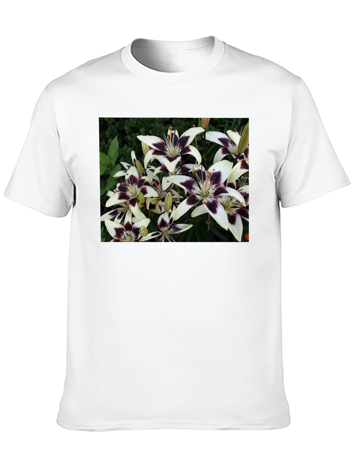 Floral Lily Print Black T-Shirt