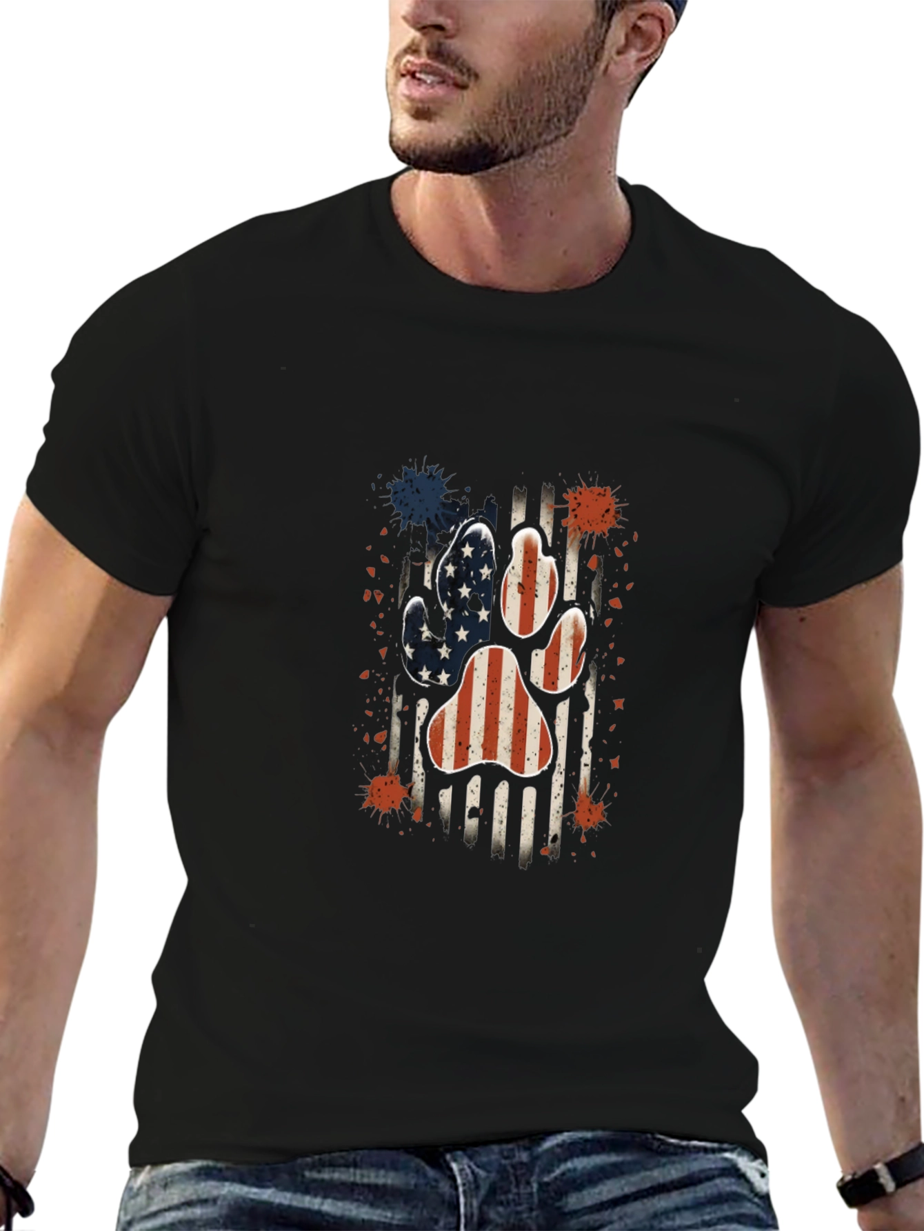 Patriotic Paw Print Mens T-Shirt