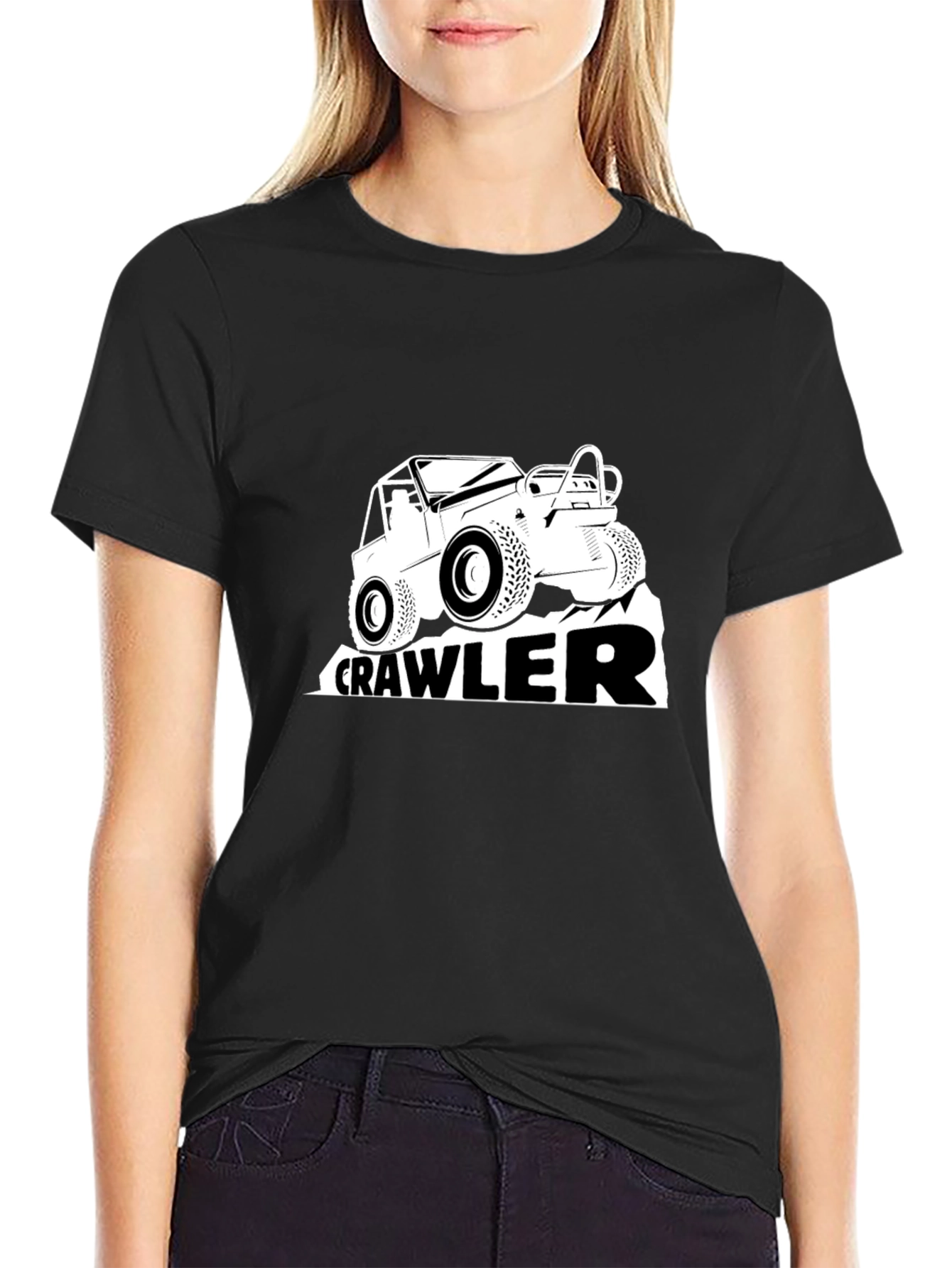 Crawler Off-Road Vehicle Graphic Tee - Black Cotton