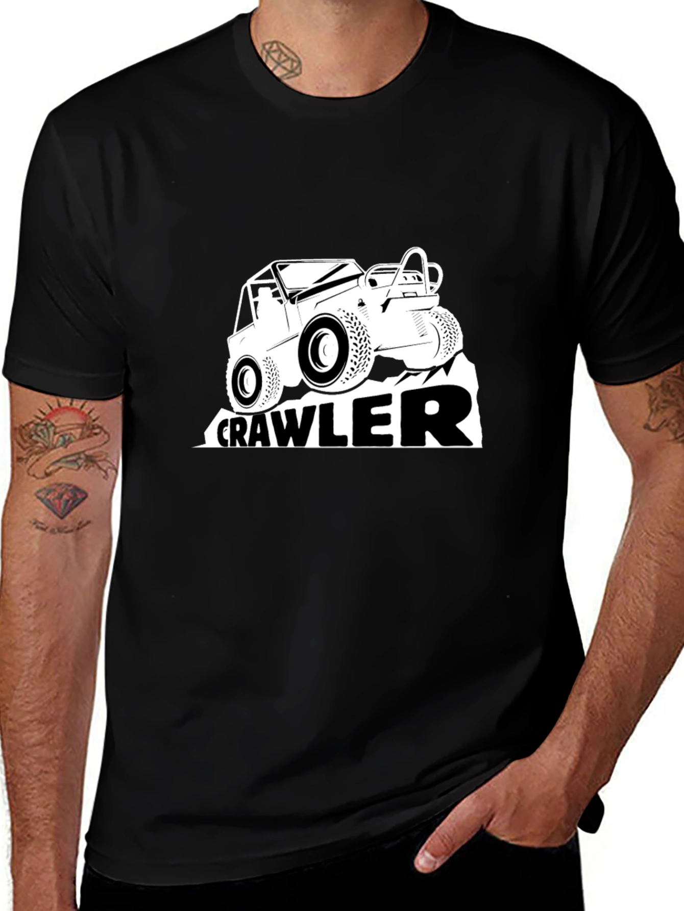 Crawler Off-Road Vehicle Graphic Tee - Black Cotton