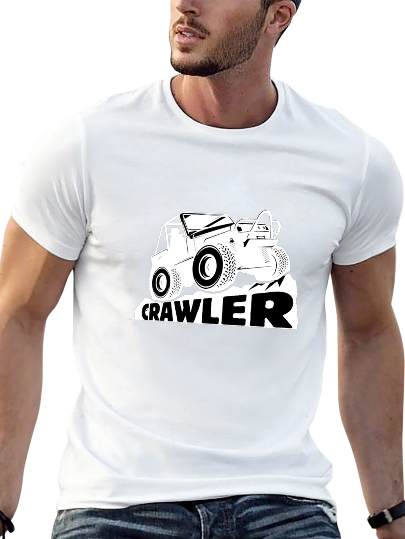 Crawler Off-Road Vehicle Graphic Tee - Black Cotton
