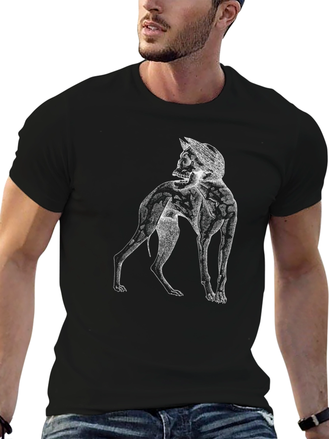 Skull Dog Graphic Tee - Black