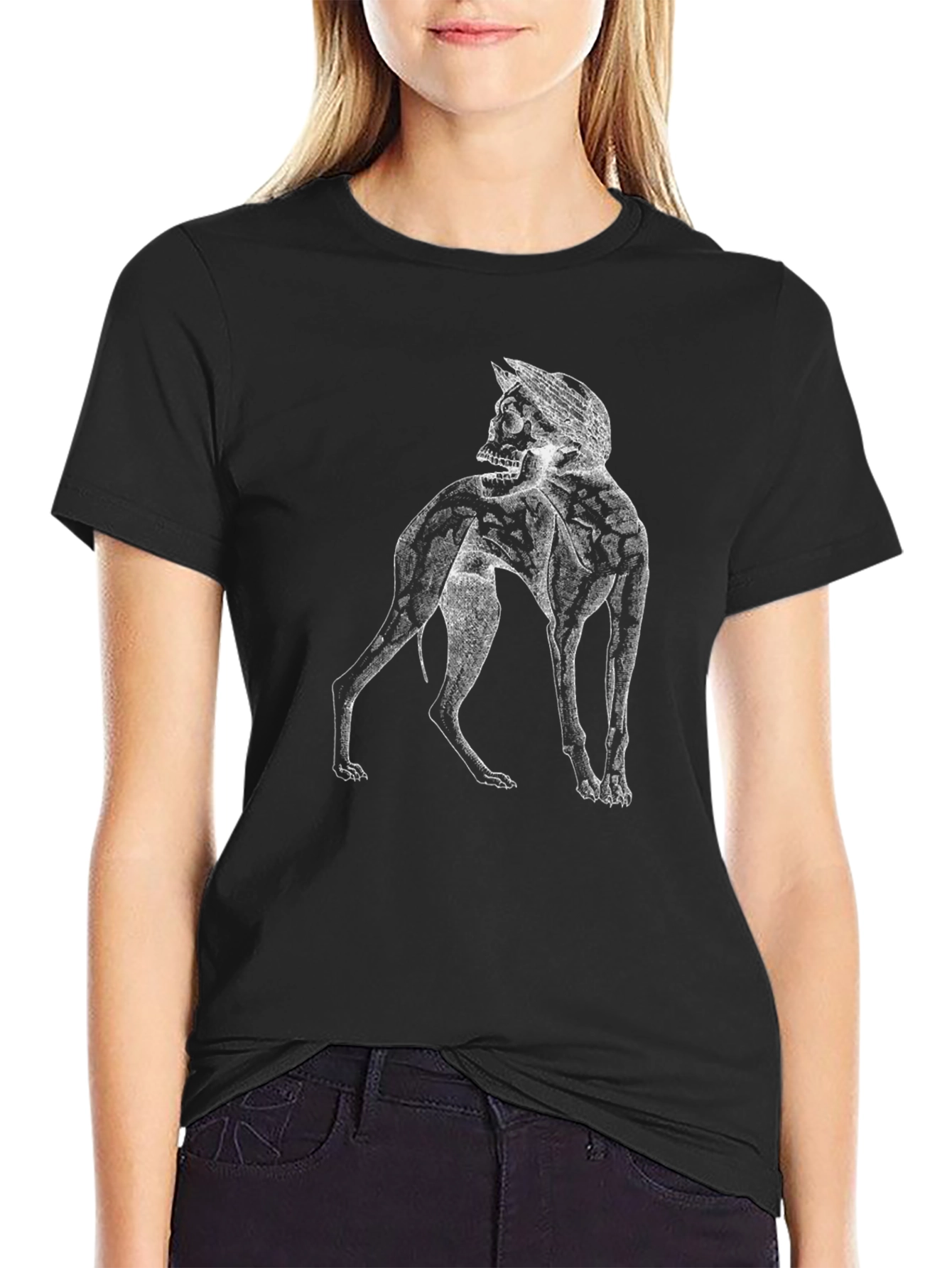 Skull Dog Graphic Tee - Black