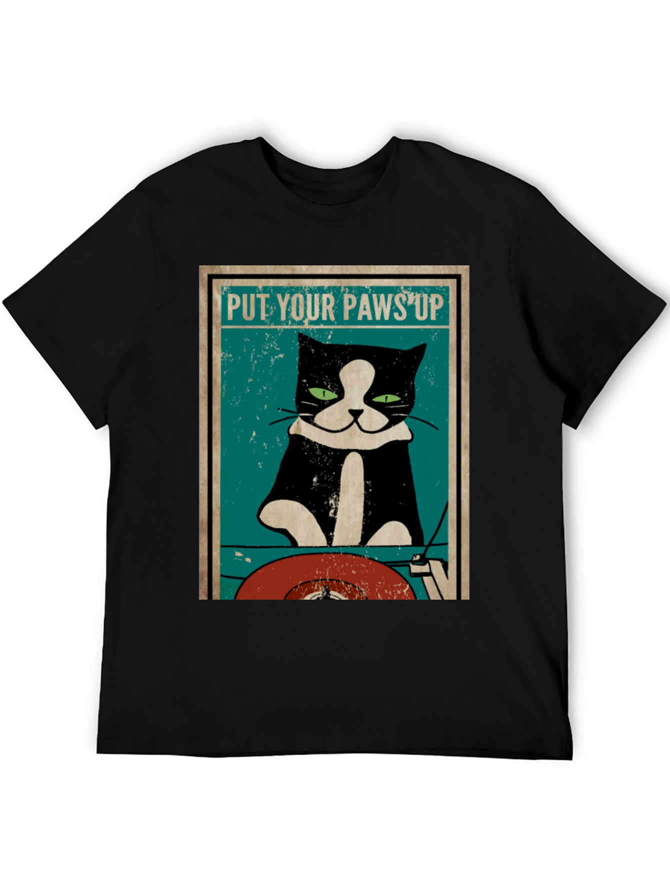 Put Your Paws Up Cat DJ Graphic T-Shirt
