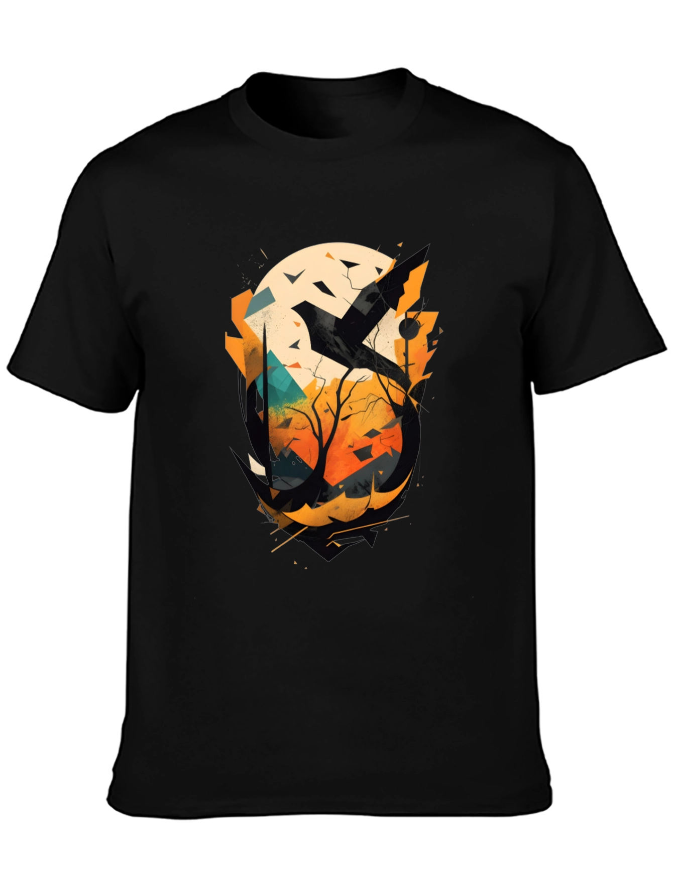 Abstract Raven Graphic Tee - Mens Black T-Shirt