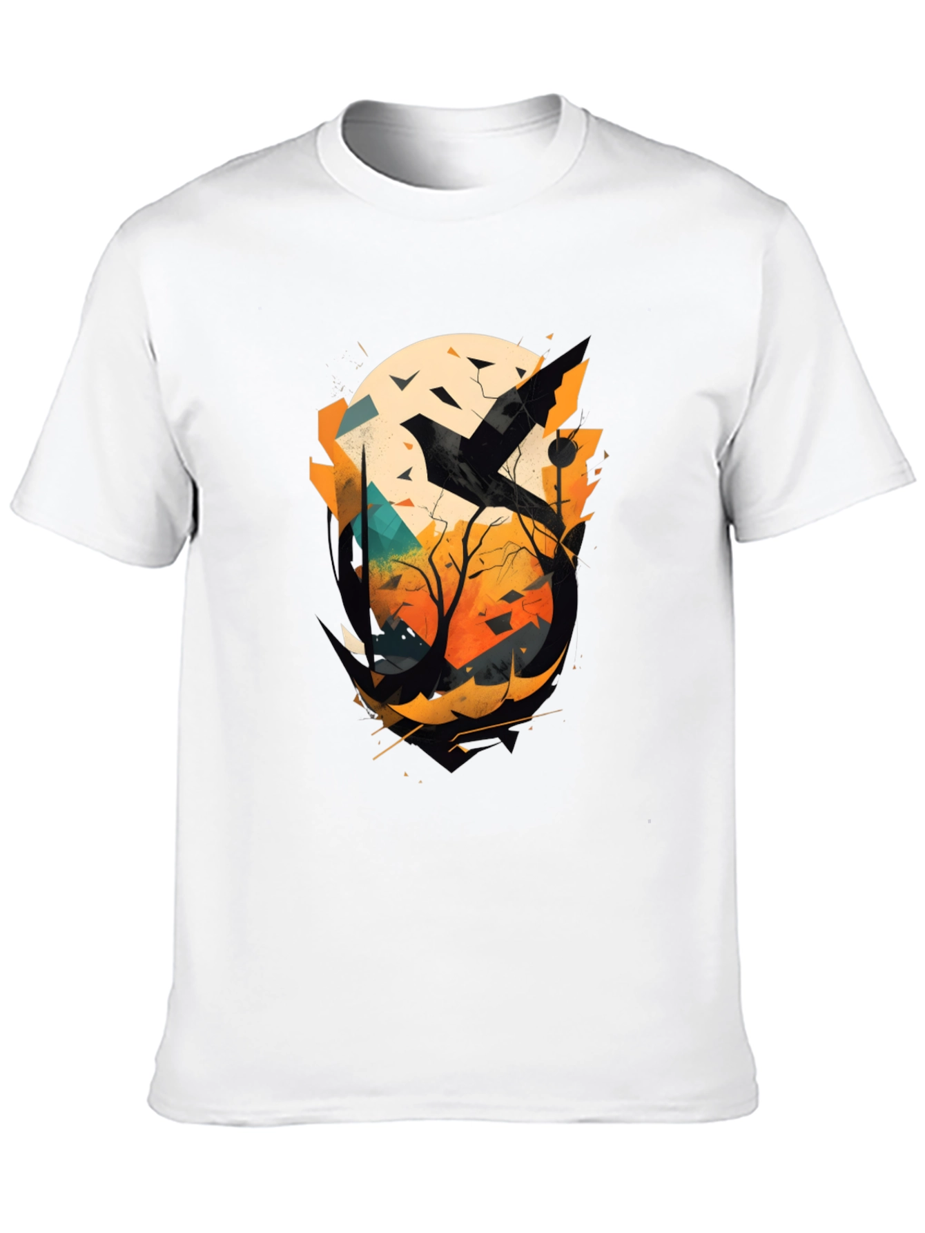 Abstract Raven Graphic Tee - Mens Black T-Shirt