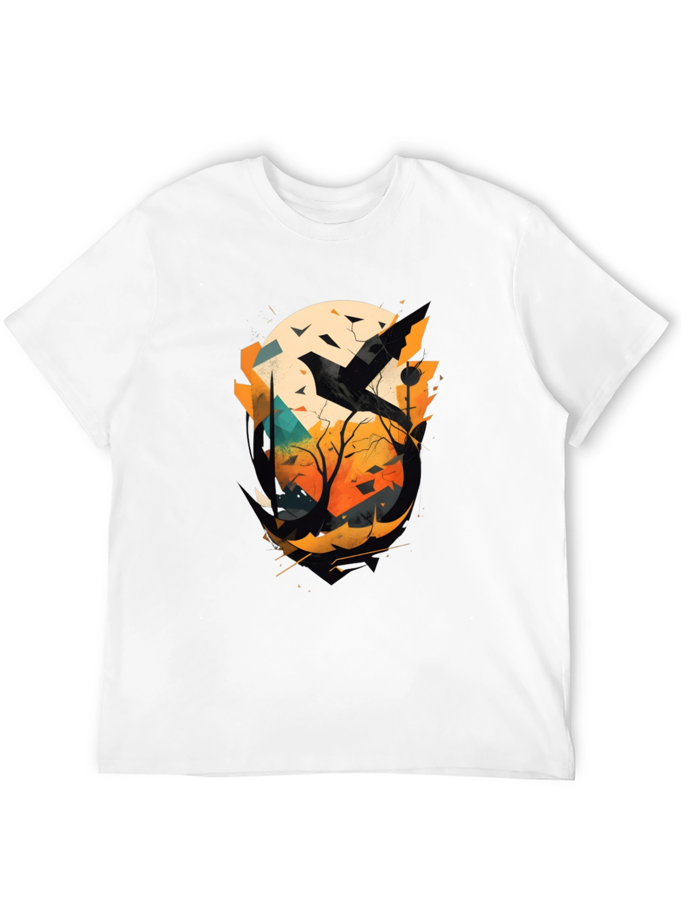 Abstract Raven Graphic Tee - Mens Black T-Shirt