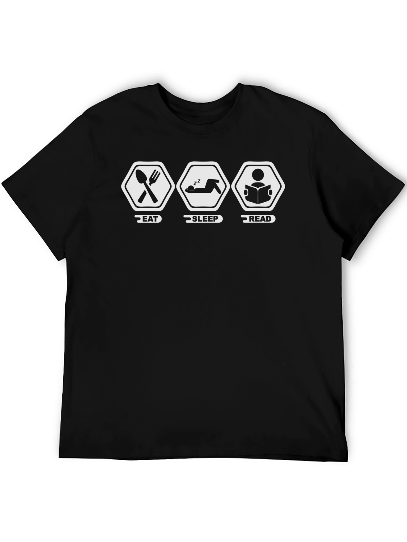 Eat Sleep Read Graphic Tee - Black Cotton T-Shirt