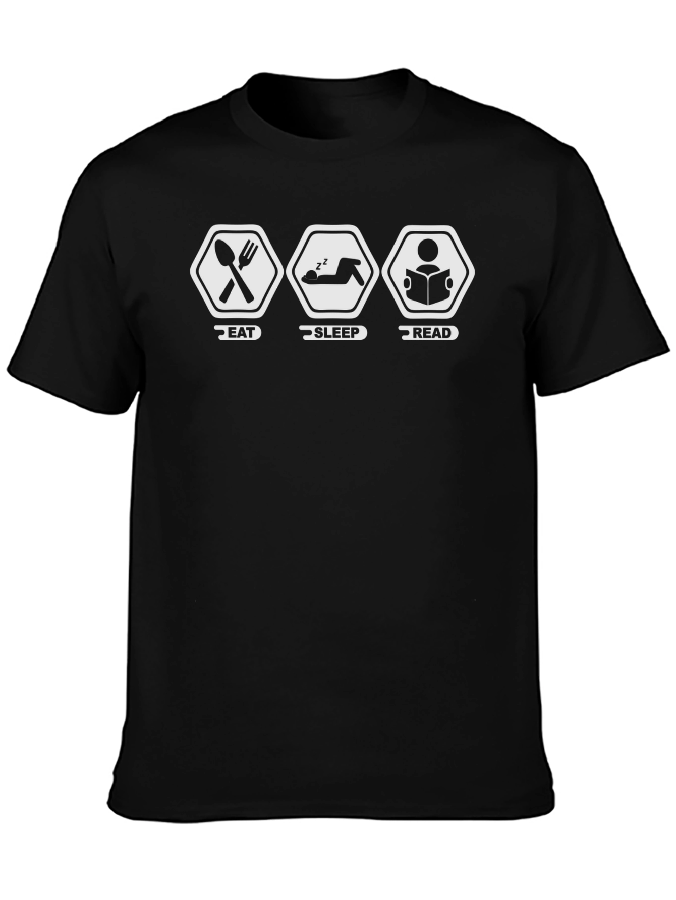 Eat Sleep Read Graphic Tee - Black Cotton T-Shirt