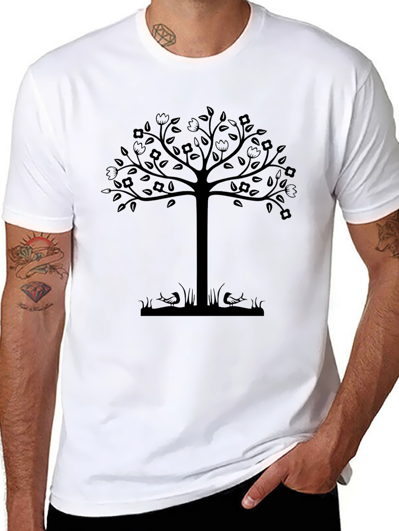 Nature Tree Graphic Tee - Stylish Black T-Shirt