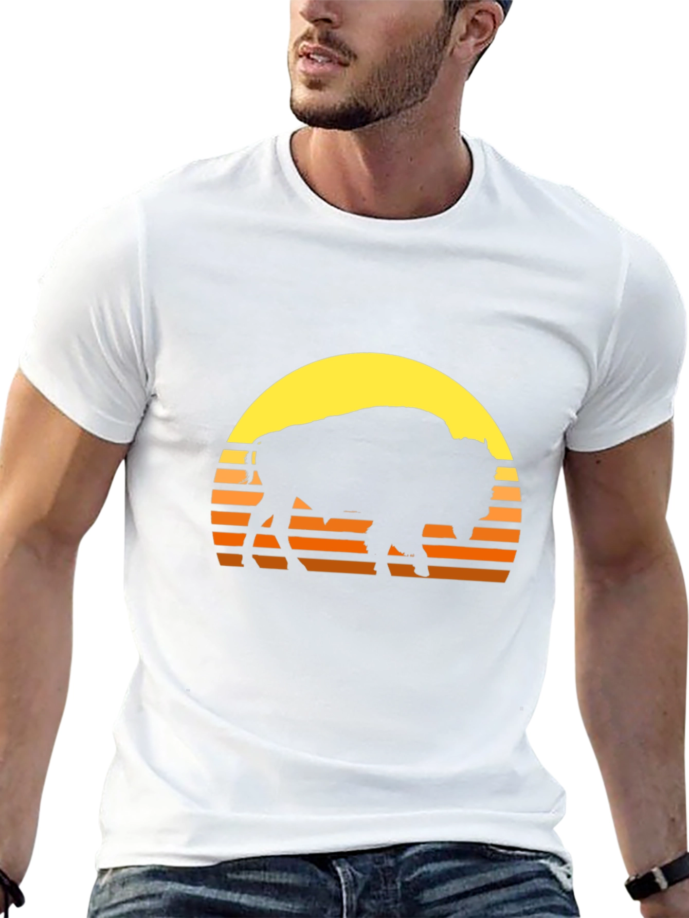 Retro Bison Graphic Tee - Black