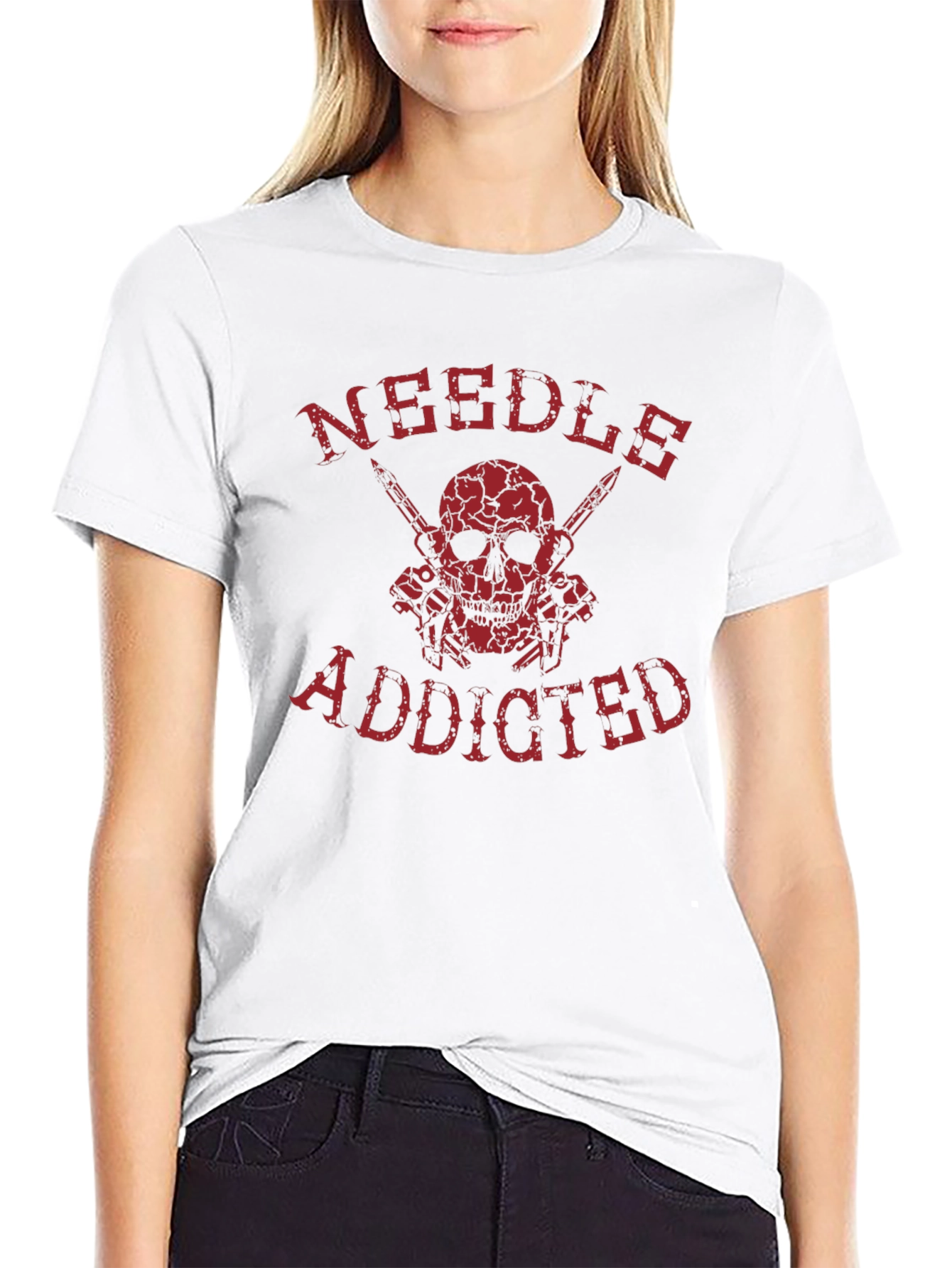 Needles Addicted Skull Graphic T-Shirt