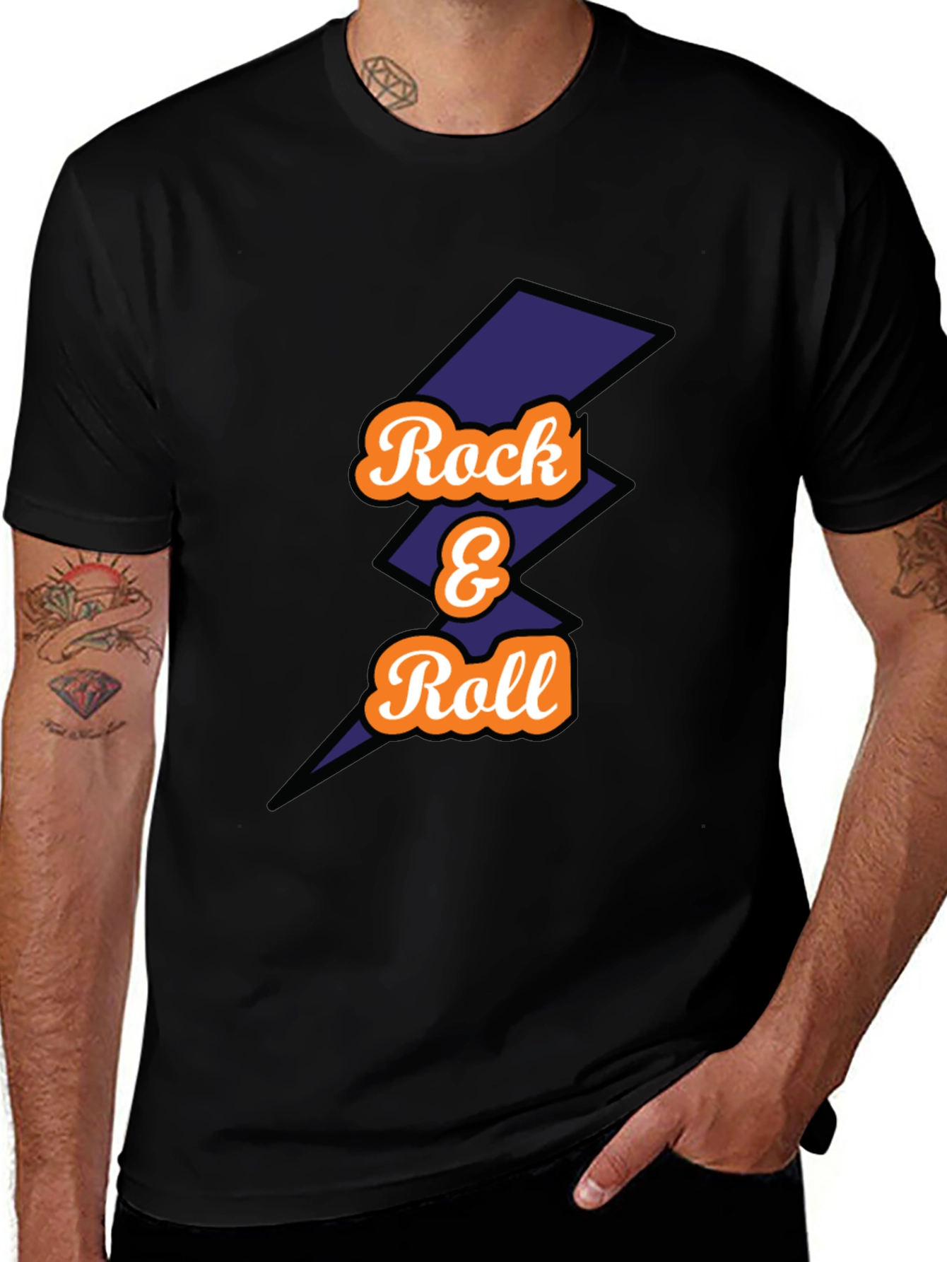 Rock & Roll Graphic Tee - Mens Black T-Shirt