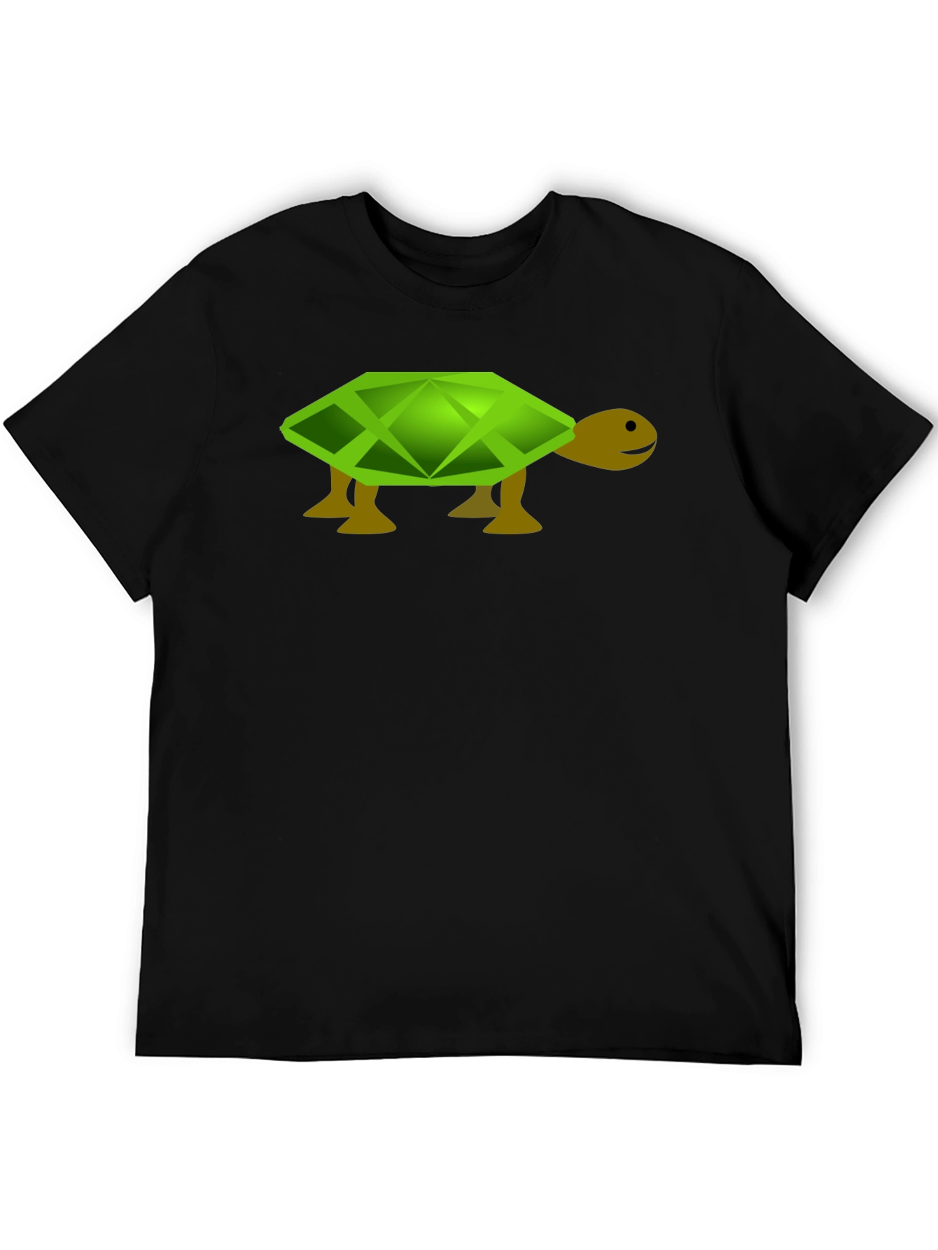 Geometric Turtle Graphic Tee - Black Casual T-Shirt