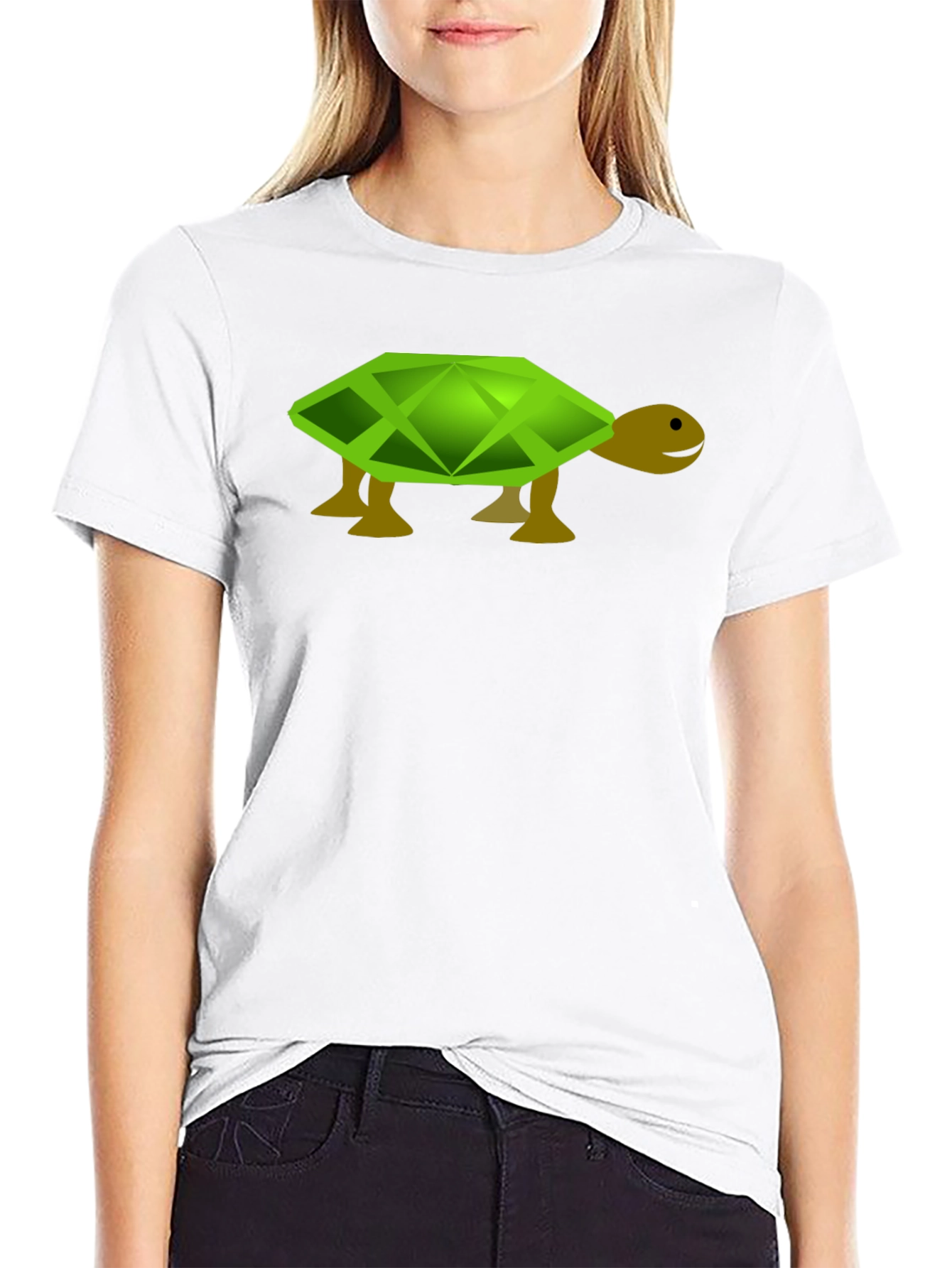 Geometric Turtle Graphic Tee - Black Casual T-Shirt