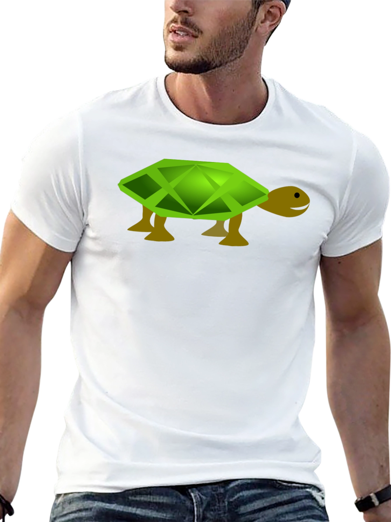 Geometric Turtle Graphic Tee - Black Casual T-Shirt