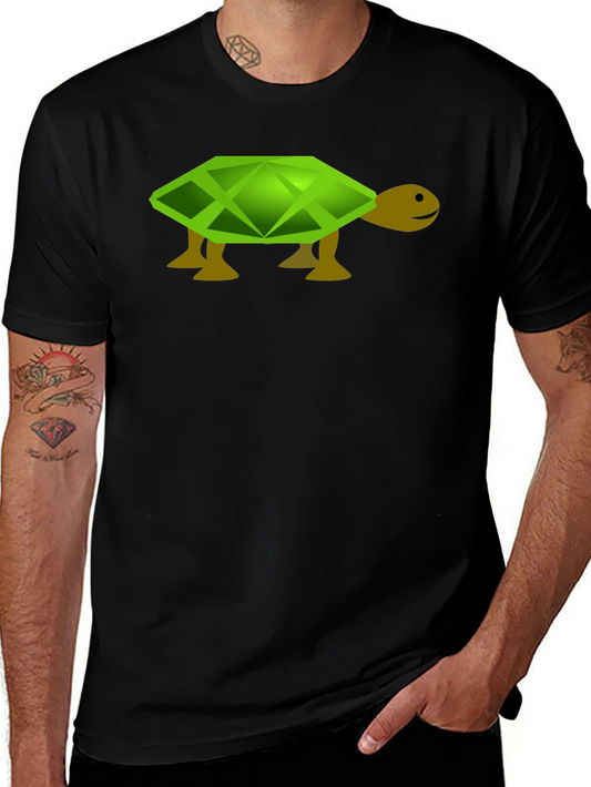 Geometric Turtle Graphic Tee - Black Casual T-Shirt