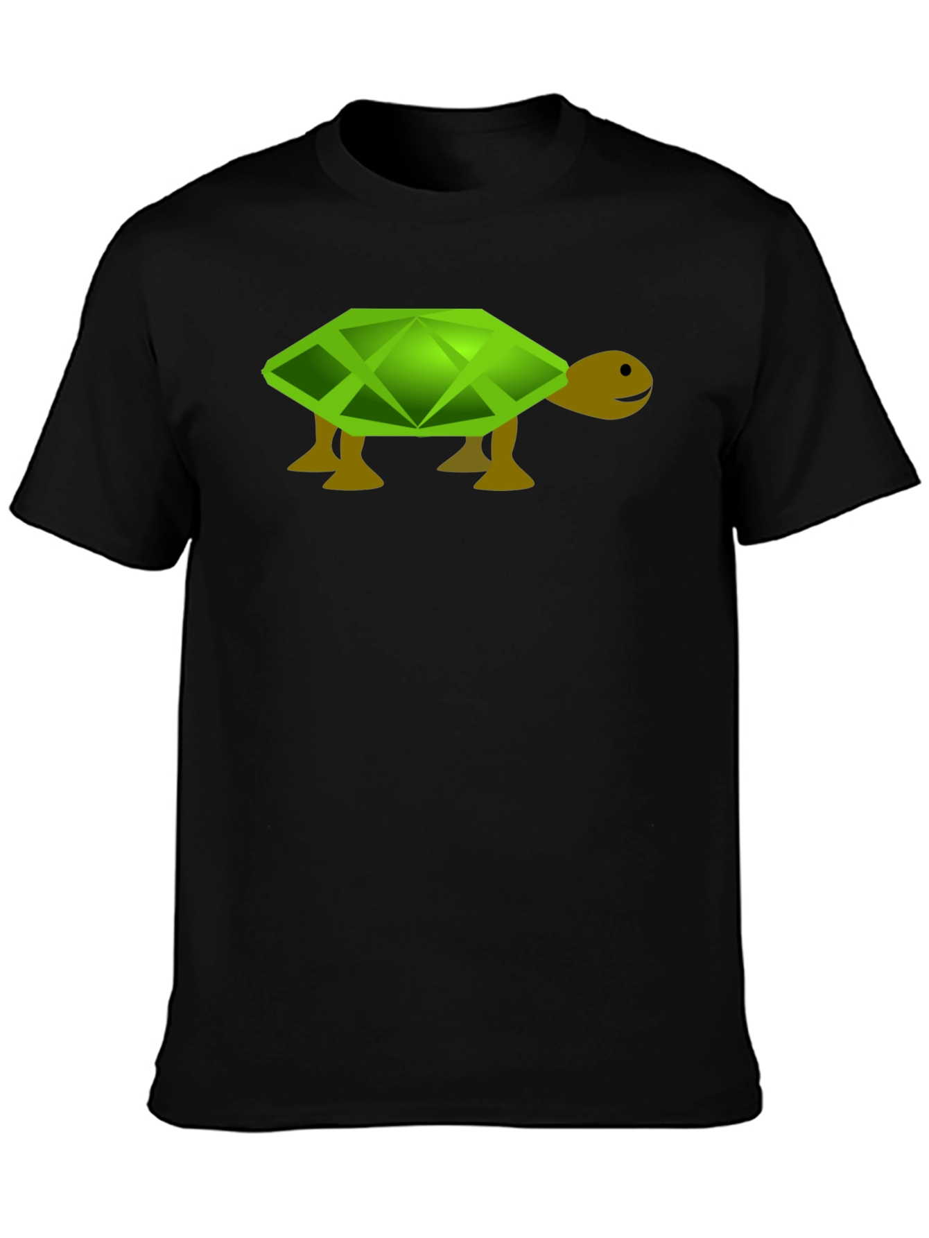 Geometric Turtle Graphic Tee - Black Casual T-Shirt