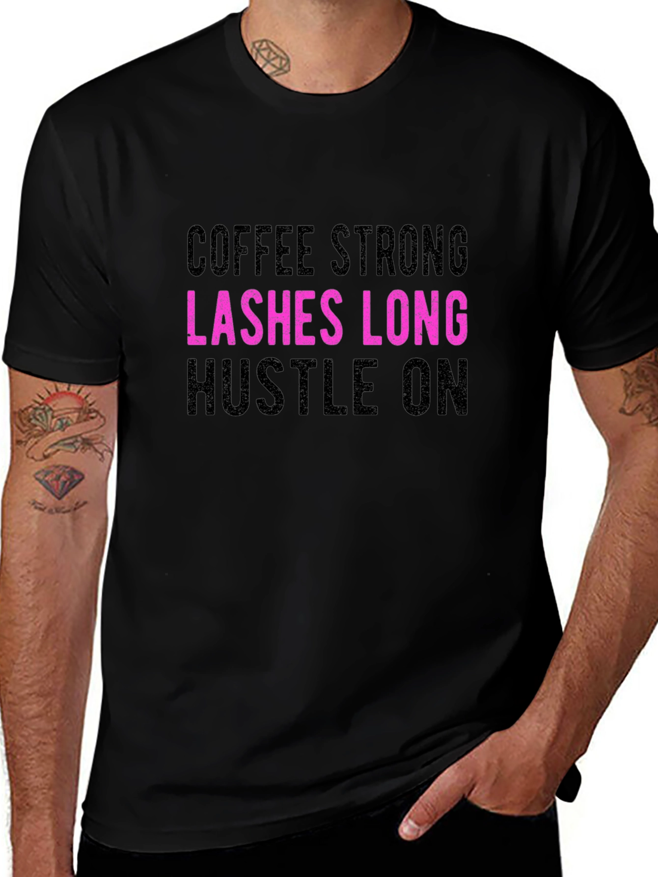 Coffee Strong Lashes Long Hustle On Graphic Tee