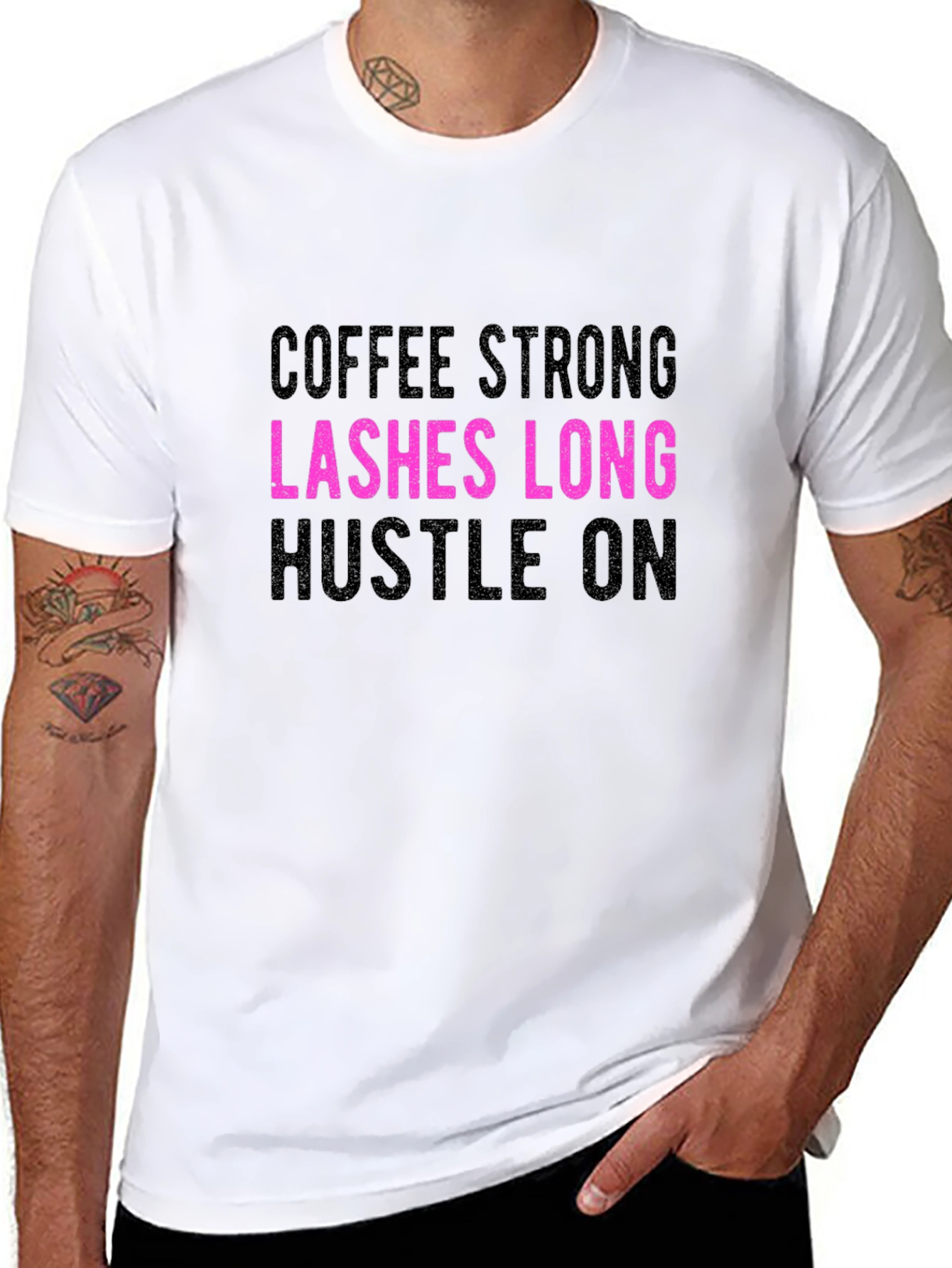 Coffee Strong Lashes Long Hustle On Graphic Tee
