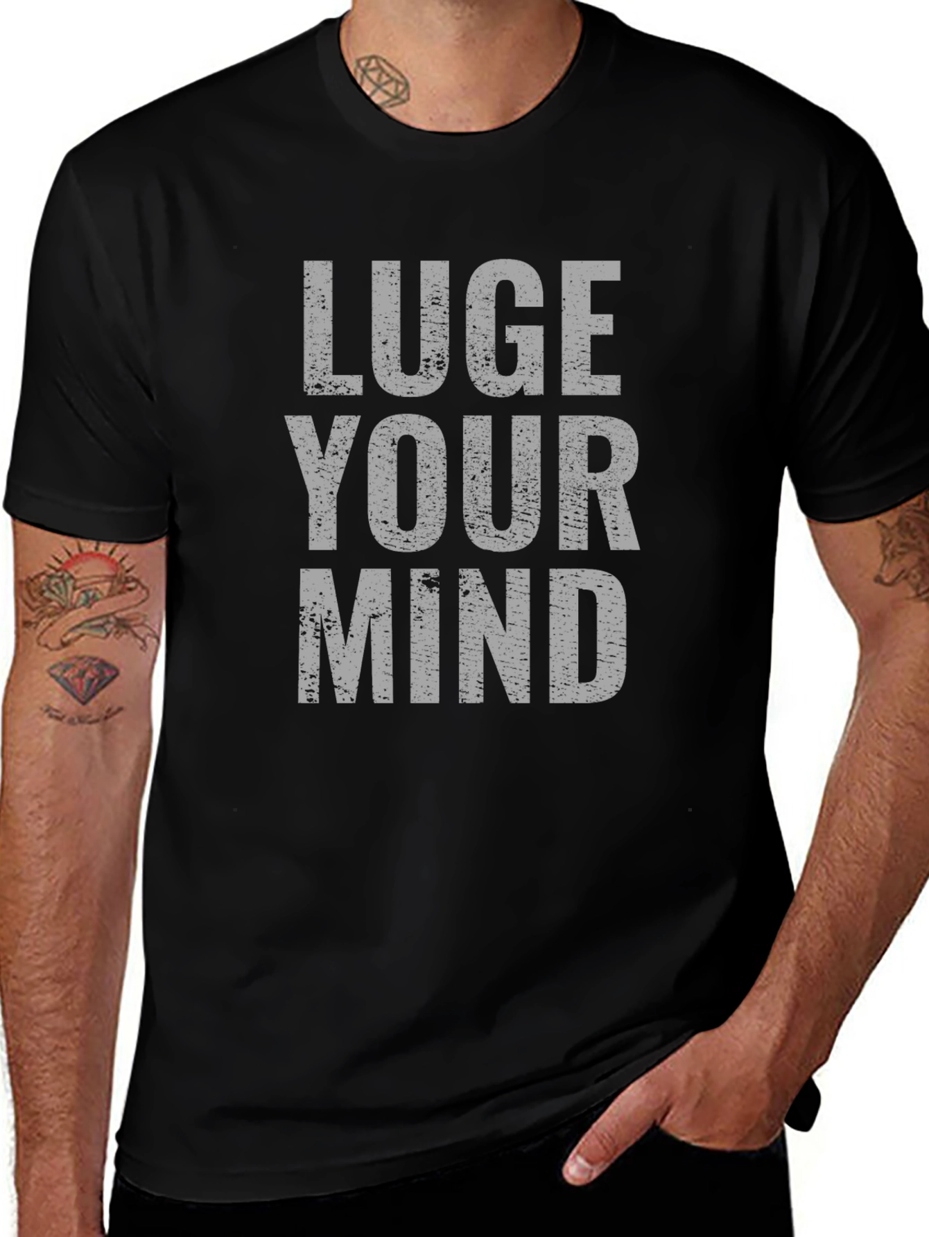 Luge Your Mind Graphic Tee - Black Cotton T-Shirt