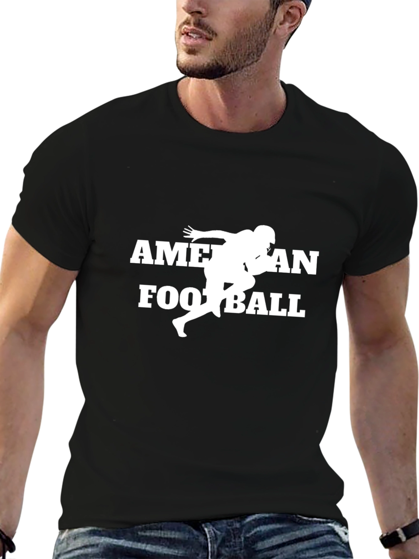 American Football Graphic T-Shirt - Black