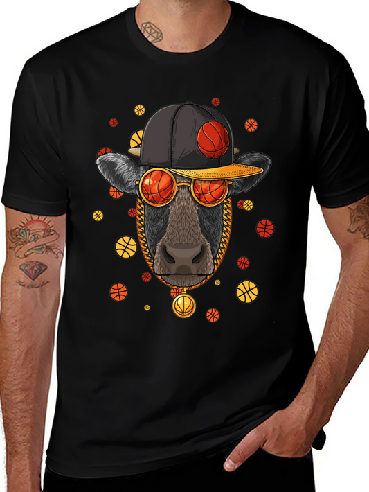 Basketball Cow Graphic T-Shirt