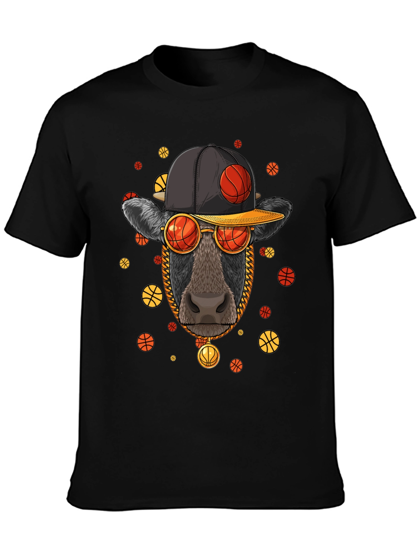 Basketball Cow Graphic T-Shirt