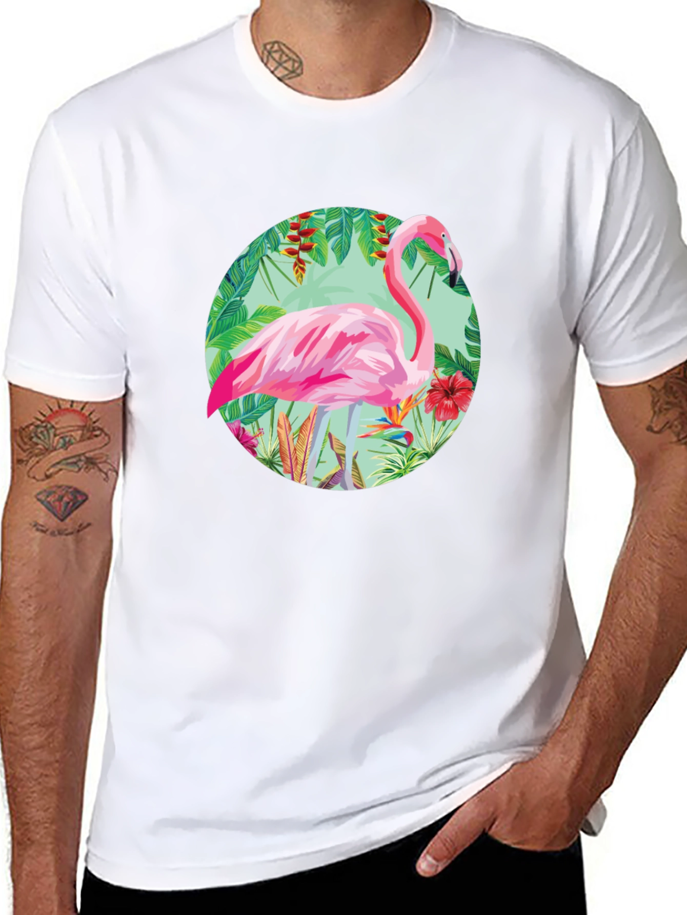 Tropical Flamingo Graphic Tee - Stylish Mens T-Shirt