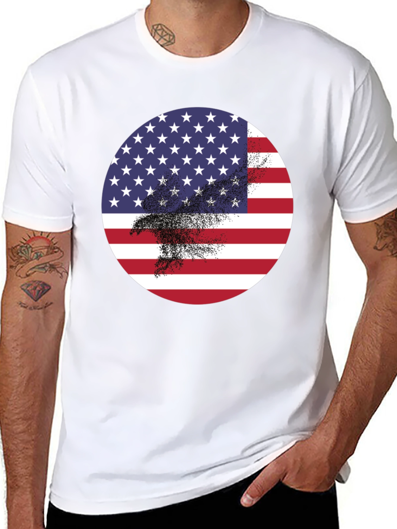American Flag Eagle Graphic Black T-Shirt