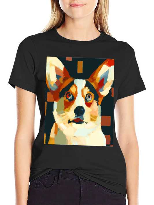 Corgi Art Print Graphic Tee - Casual Style