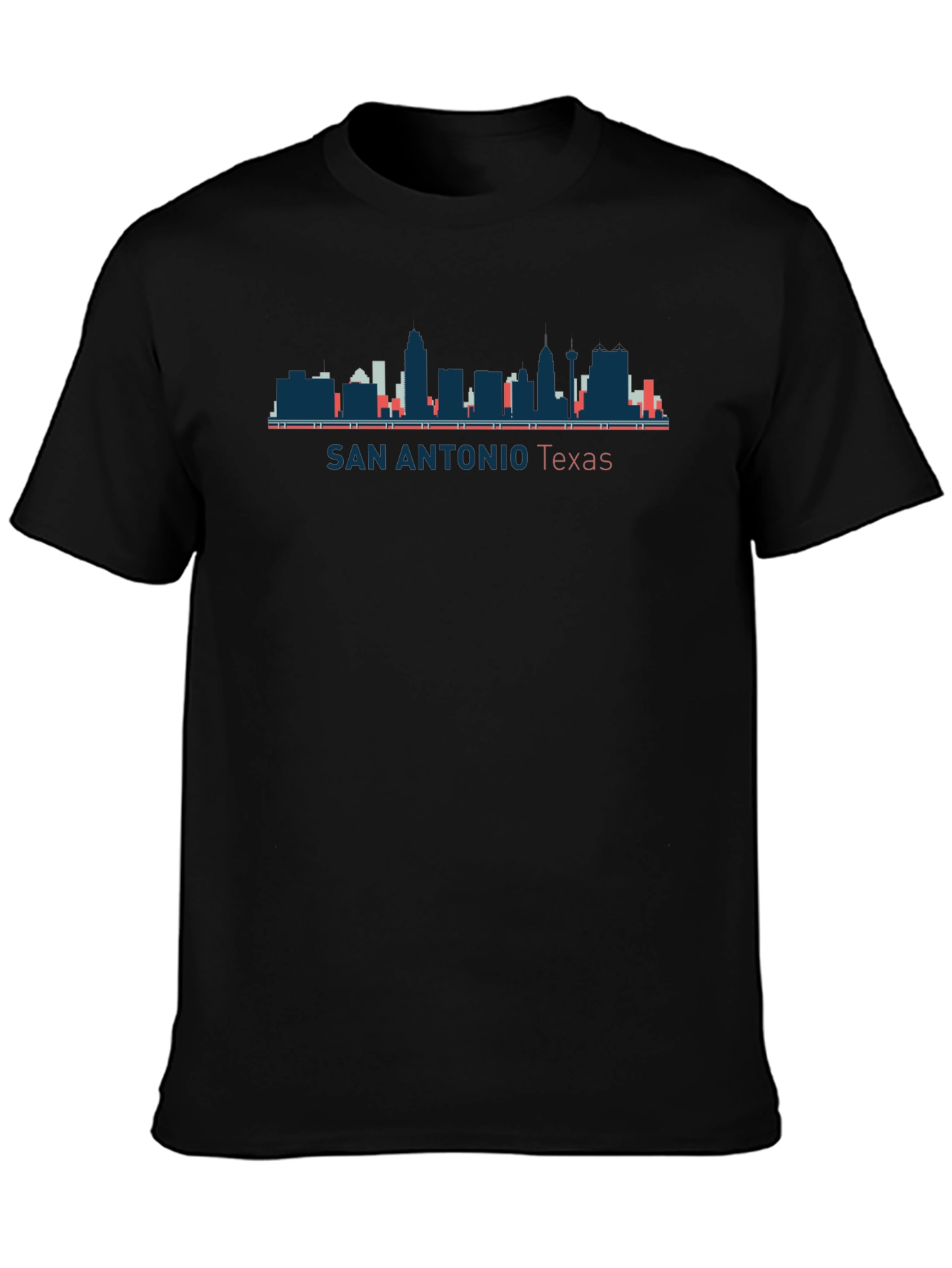 San Antonio Texas Skyline Black T-Shirt