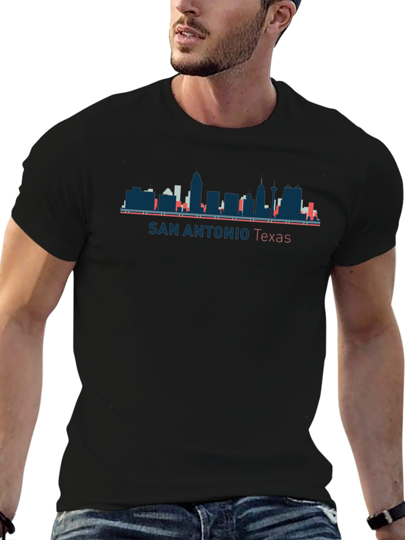 San Antonio Texas Skyline Black T-Shirt