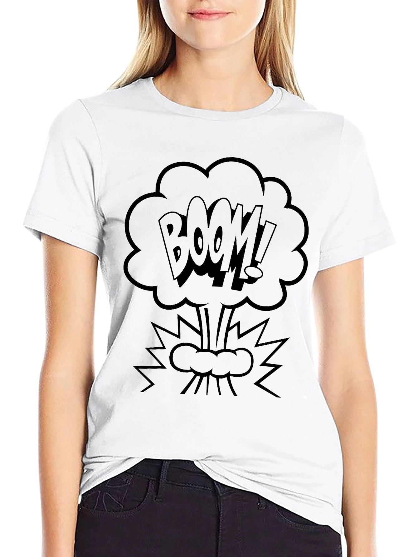 Boom! Black Graphic Tee - Comic Style Explosion Shirt